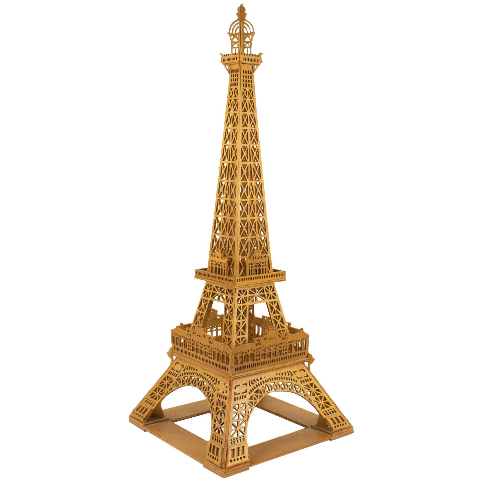 French Hand Carved Wooden Eiffel Tower Model For Sale