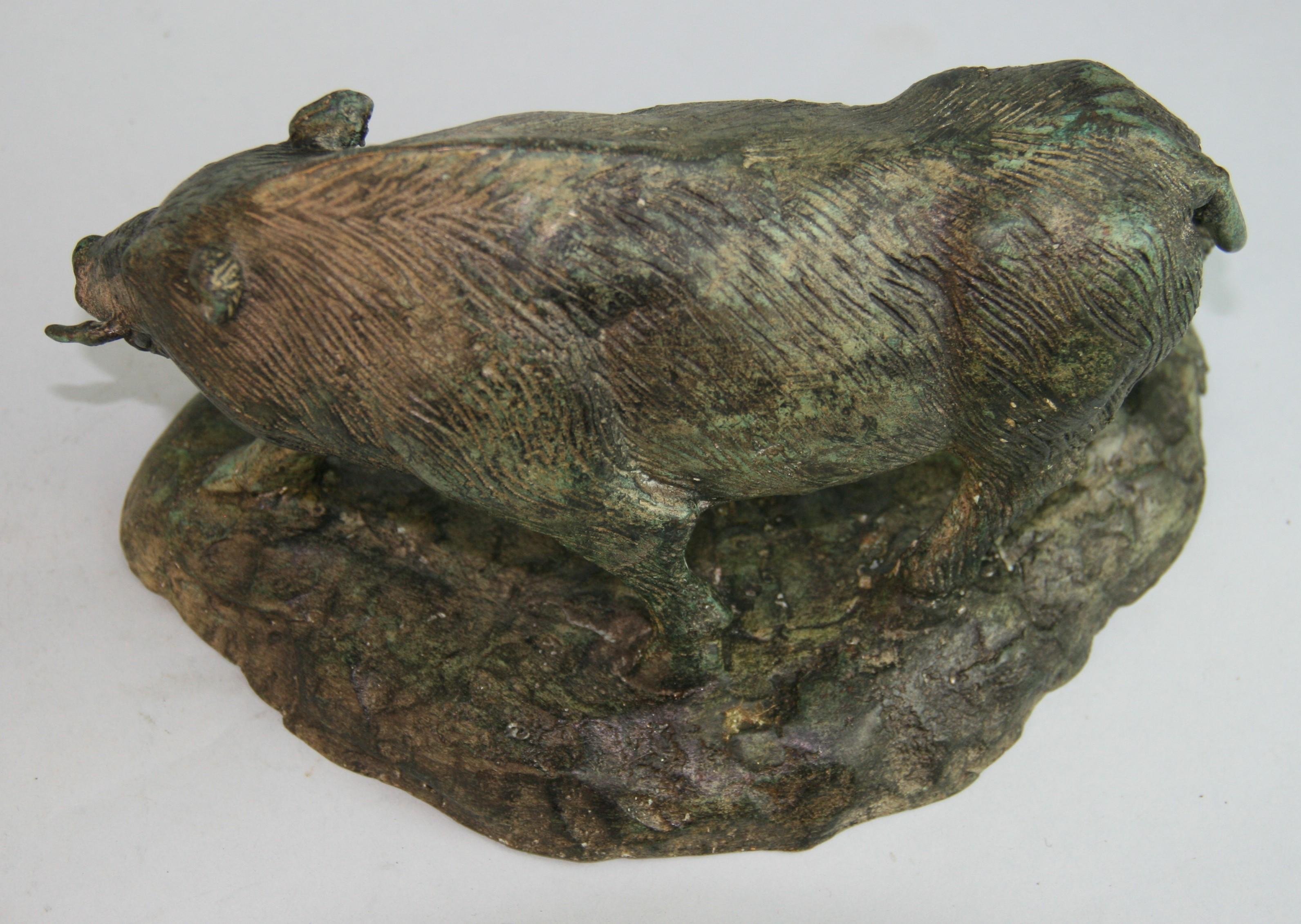 French Hand Cast Bronze Wild Boar Sculpture 1
