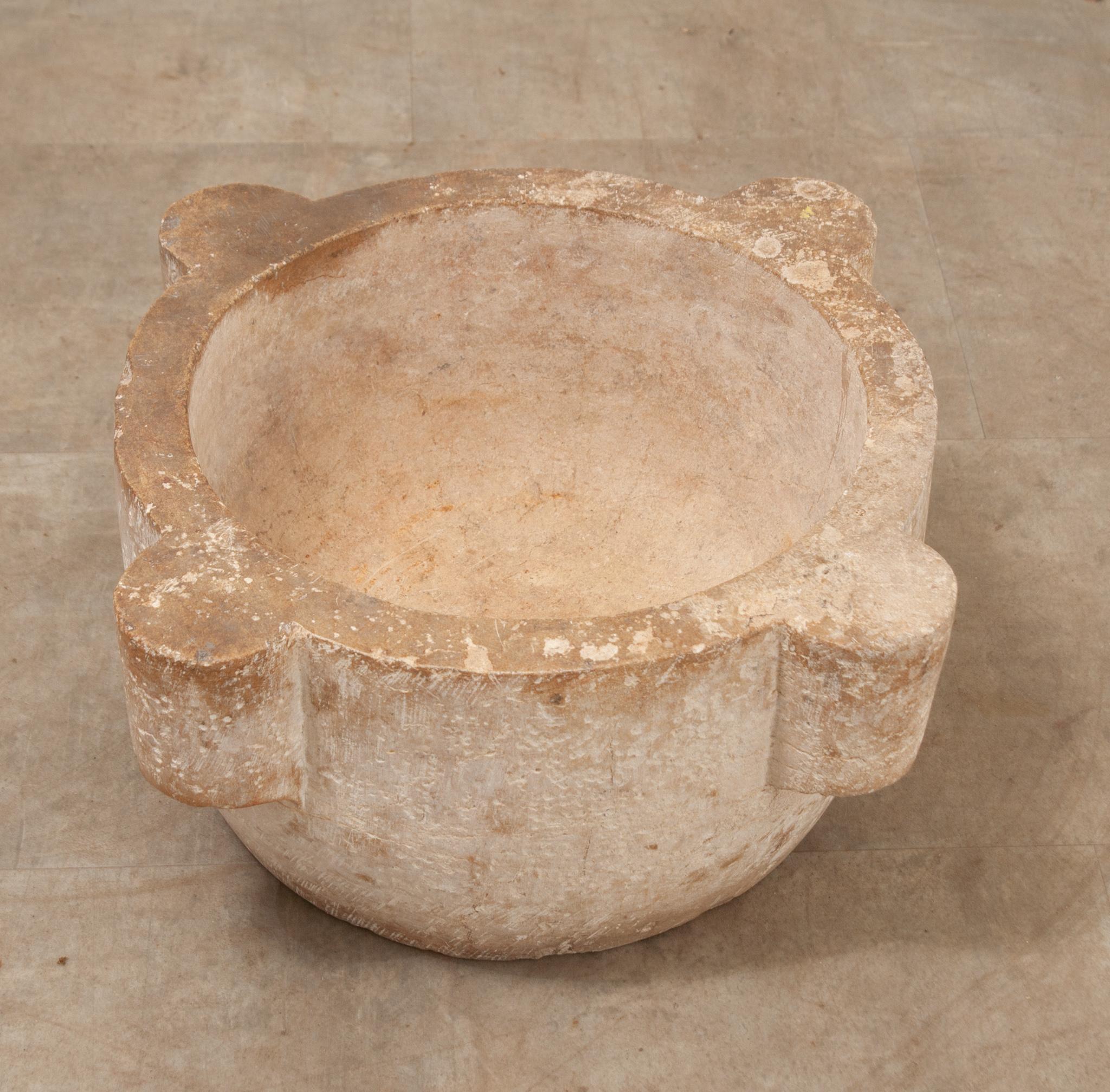 French Hand-Chiseled Stone Mortar For Sale 1