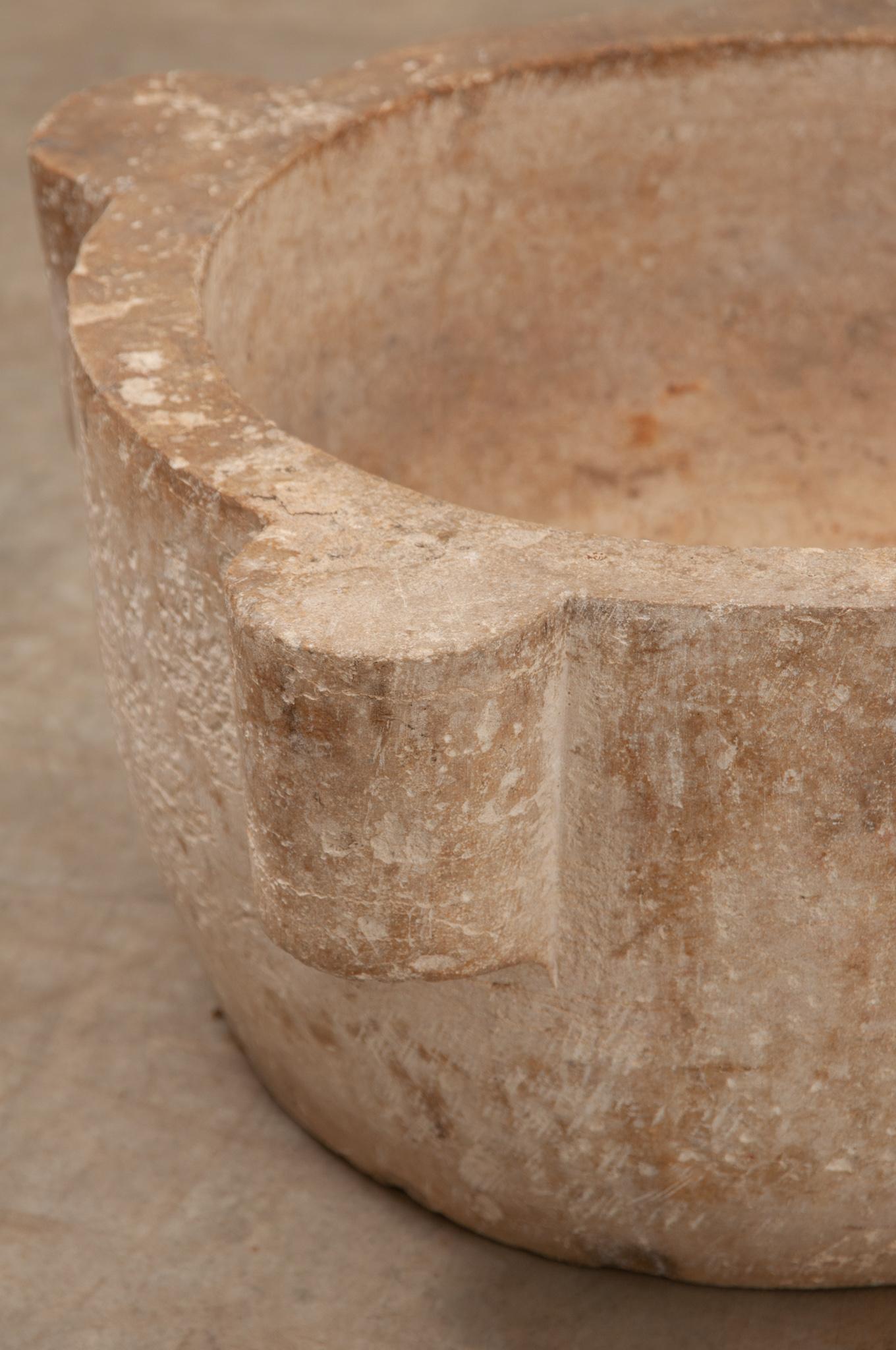French Hand-Chiseled Stone Mortar For Sale 3