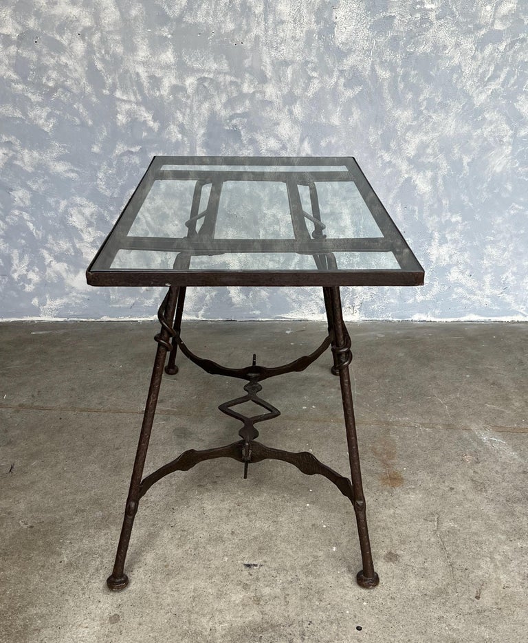 20th Century French, Hand Crafted Iron End Table For Sale