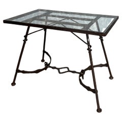 Antique French, Hand Crafted Iron End Table
