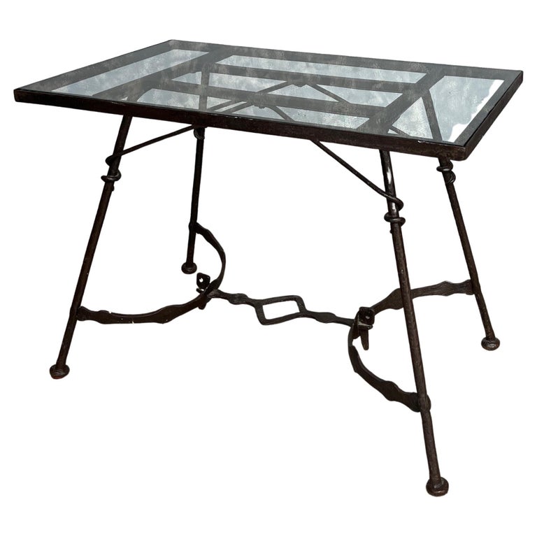 French, Hand Crafted Iron End Table For Sale