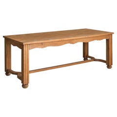 French Hand-Crafted Oak Dining Table with Parquetry Checkerboard Top, 1960s