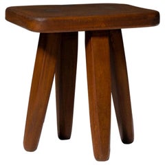 French Handcrafted Wooden Stool, 1960s