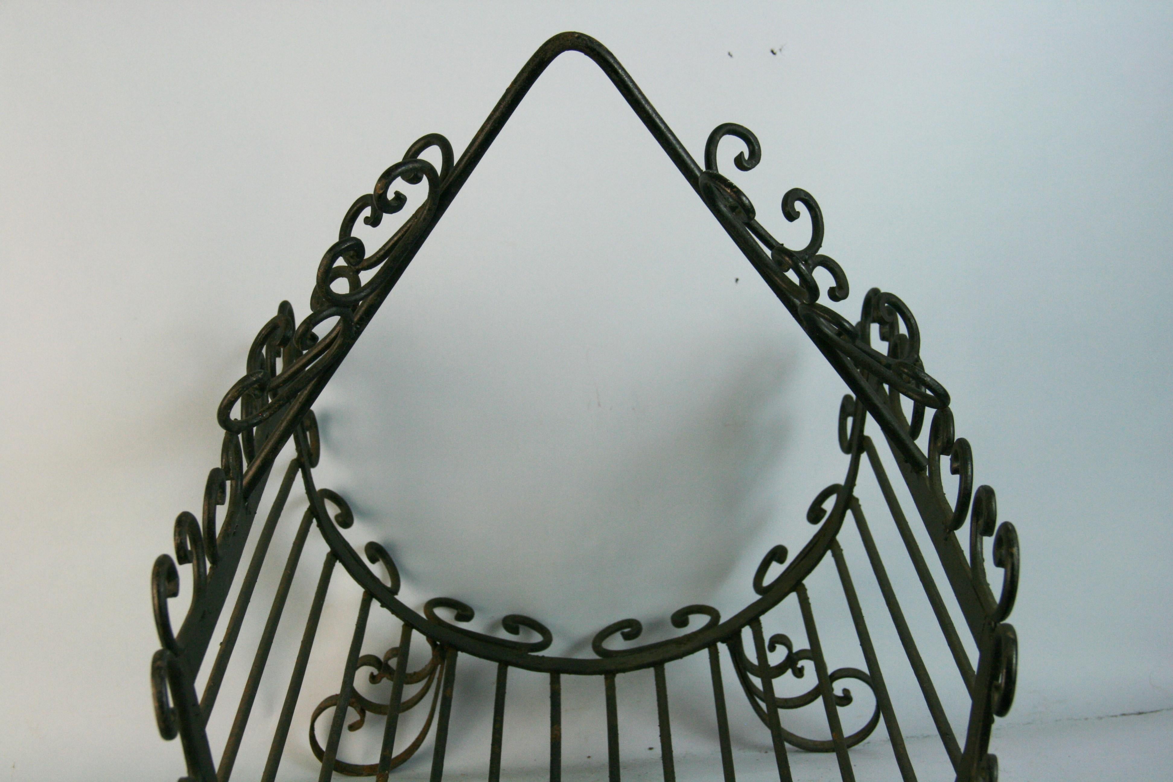 Mid-20th Century French Hand Curved Forged Iron Log holder 1950's For Sale