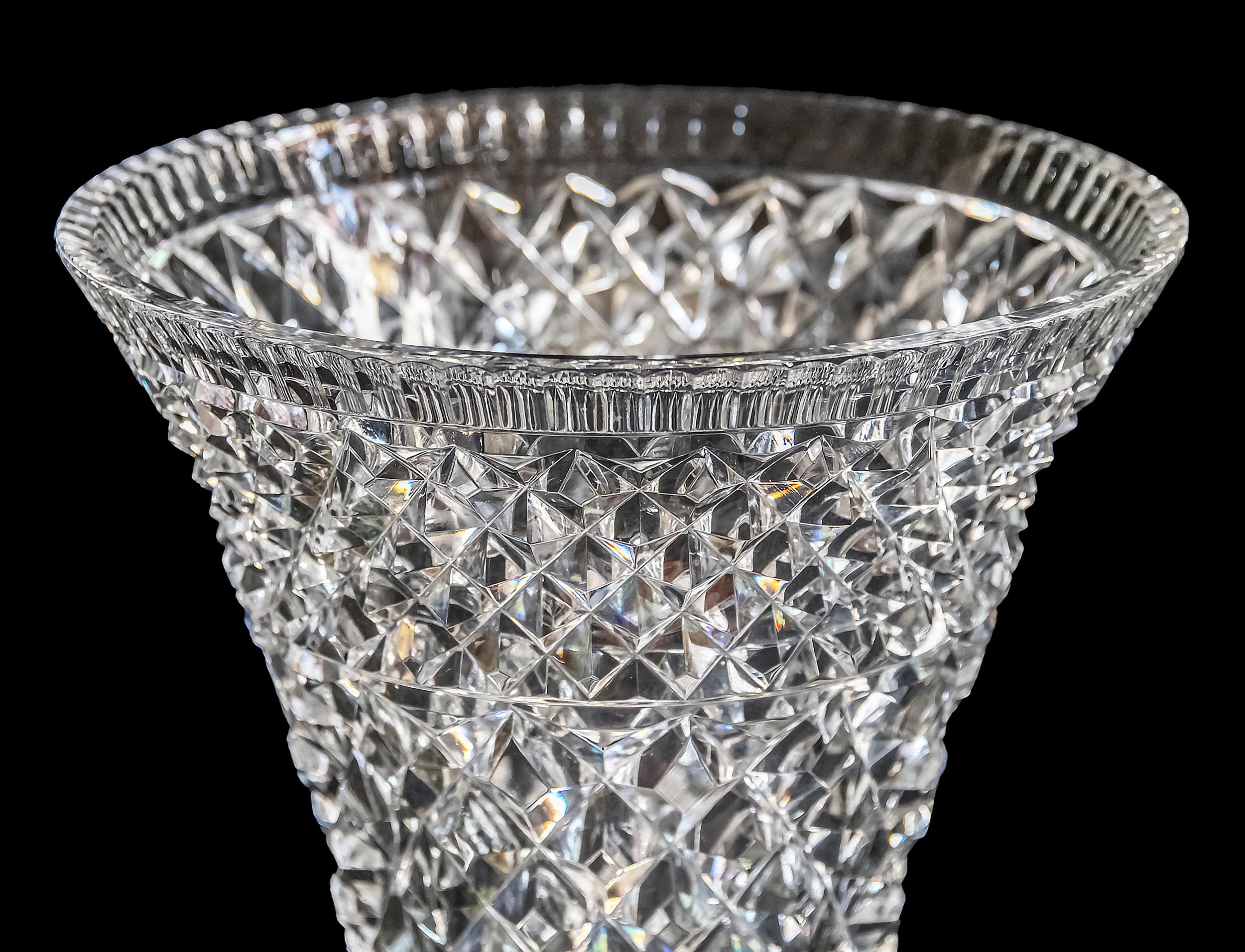 Hand-Crafted French Hand-Cut Crystal Vase