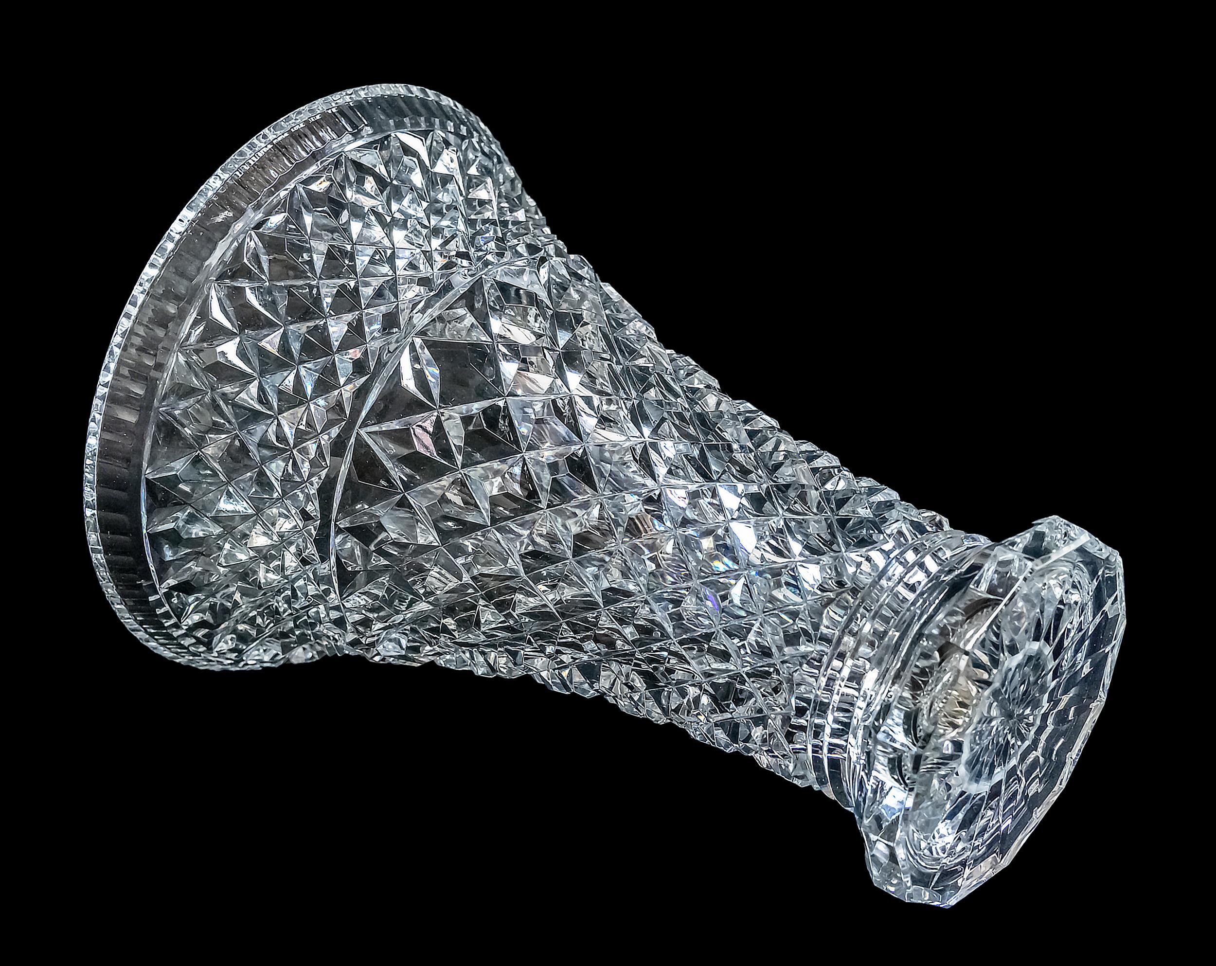 20th Century French Hand-Cut Crystal Vase