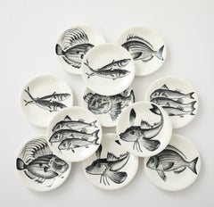 French Hand Decorated Fish Plates