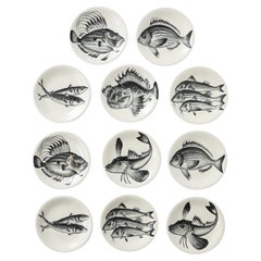 French Hand Decorated Fish Plates