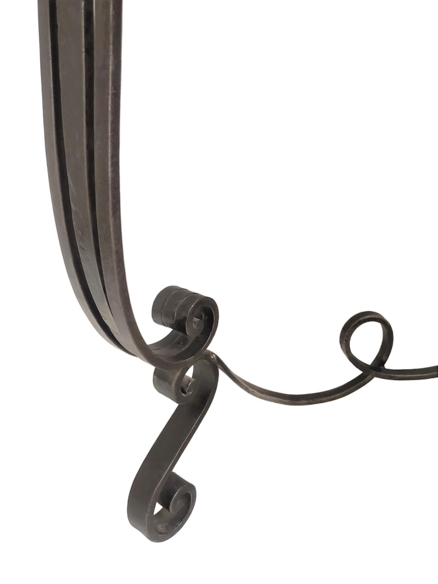 French hand forged iron demi lune console w/ marble top For Sale 9