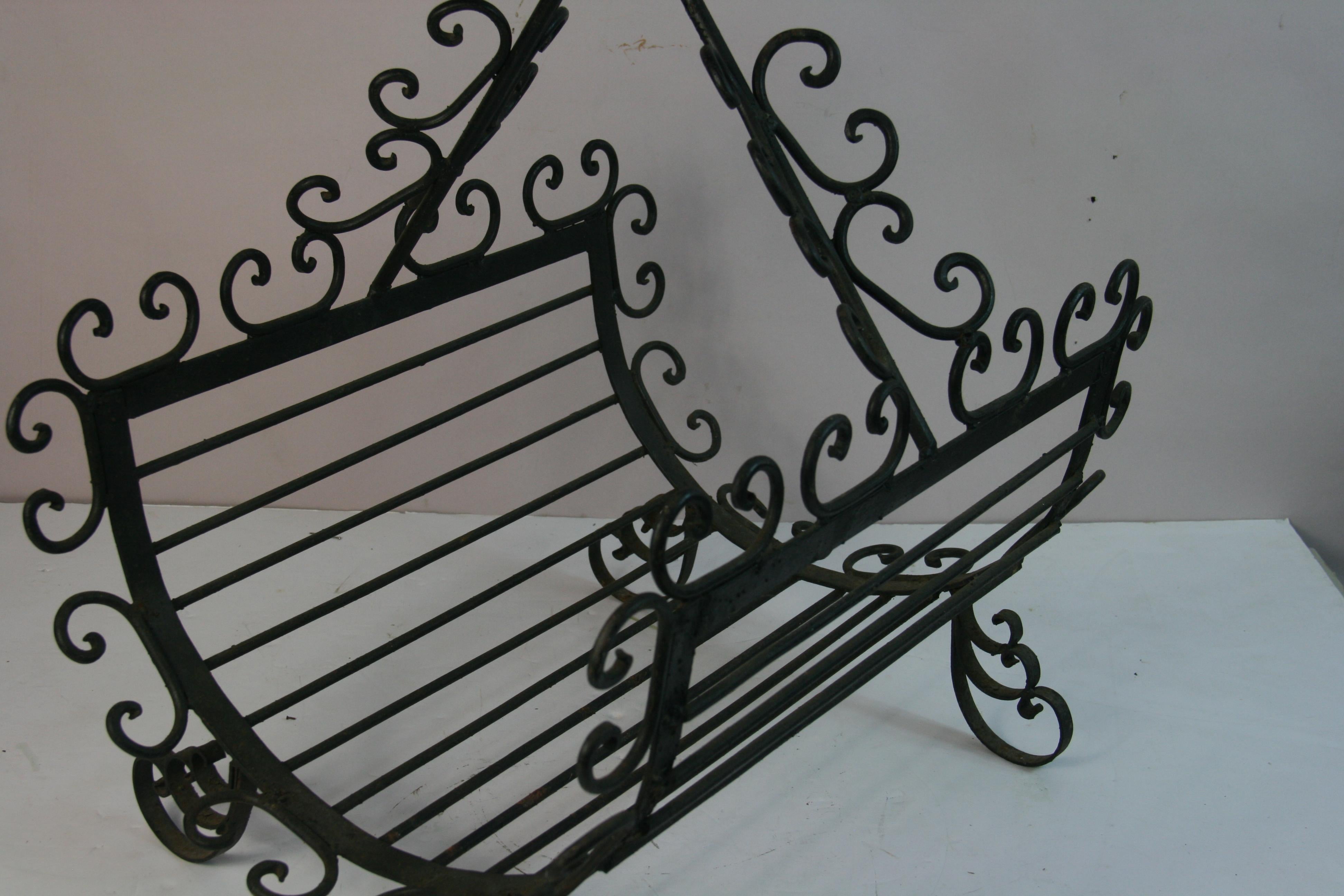 French Hand  Forged Iron Log holder 1950's For Sale 1