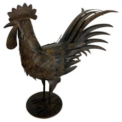 Sculpture de coq en métal forgé à la main, Brutaliste du milieu du siècle
