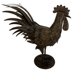 Scultura di gallo francese in metallo forgiato a mano, scultura di gallo vintage in metallo