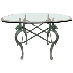 French Hand-Forged Patinated Iron Seahorse Table