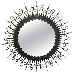 French Hand Forged Wrought Iron Circular Mirror