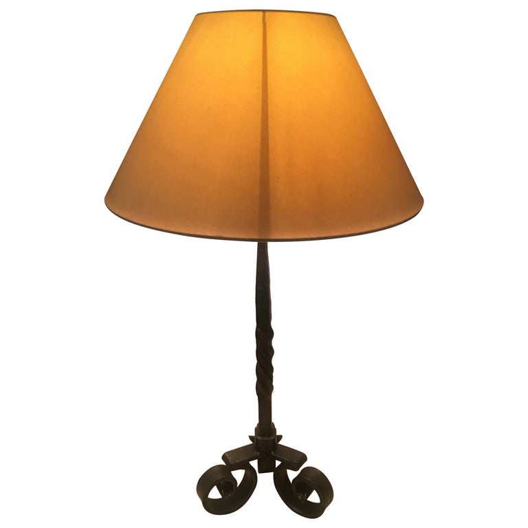 French Hand Wrought Iron Table Lamp For Sale at 1stDibs