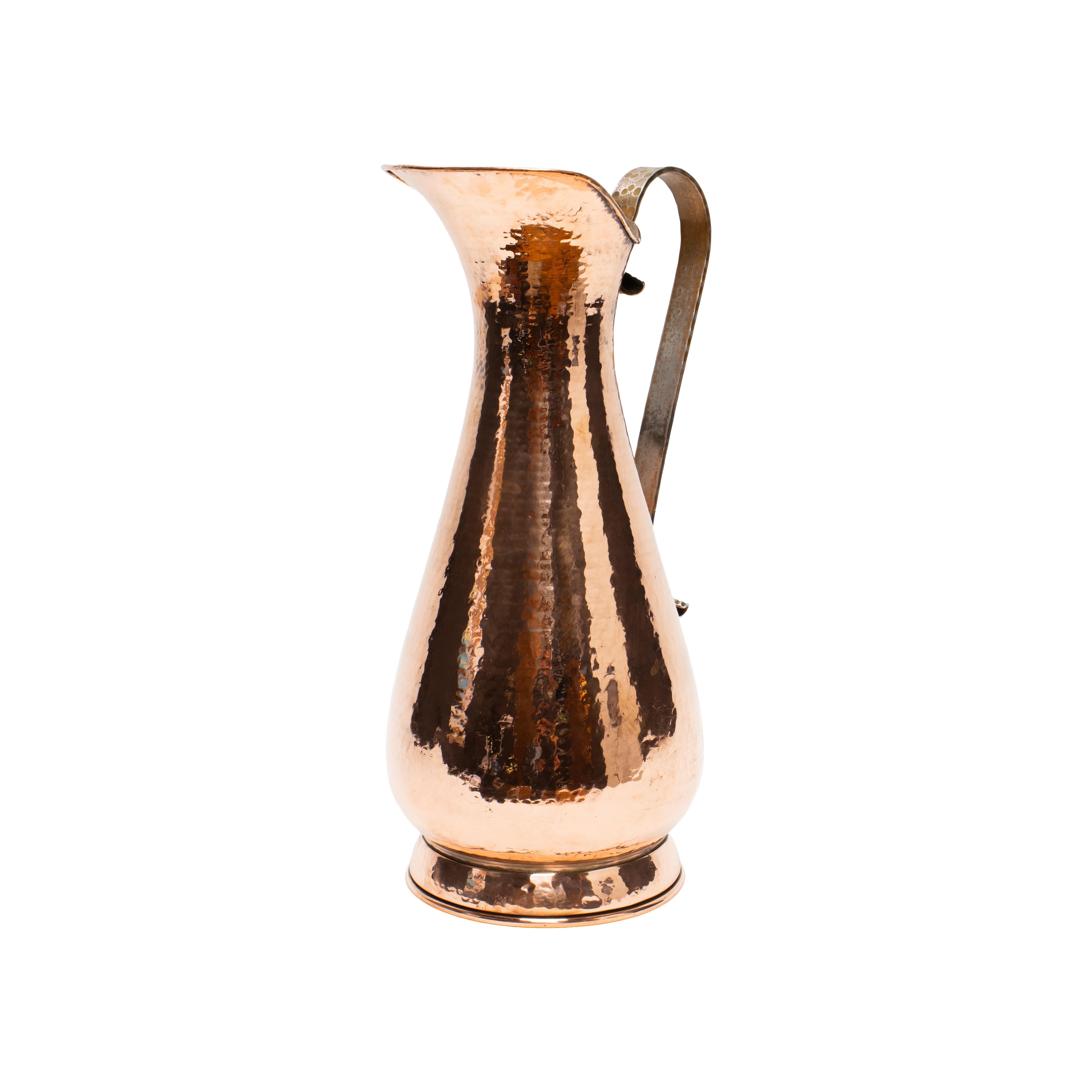 Large French Hand Hammered Copper Pitcher 23