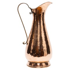 Large French Hand Hammered Copper Pitcher 23"H