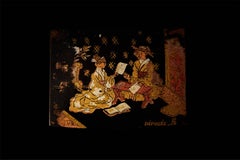 French Hand Lacquered Papier-Mâché Stamp Box, 19th Century