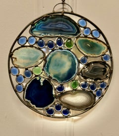 Panneau de fenêtre en agate pour bijoux ancien fabriqué à la main en France