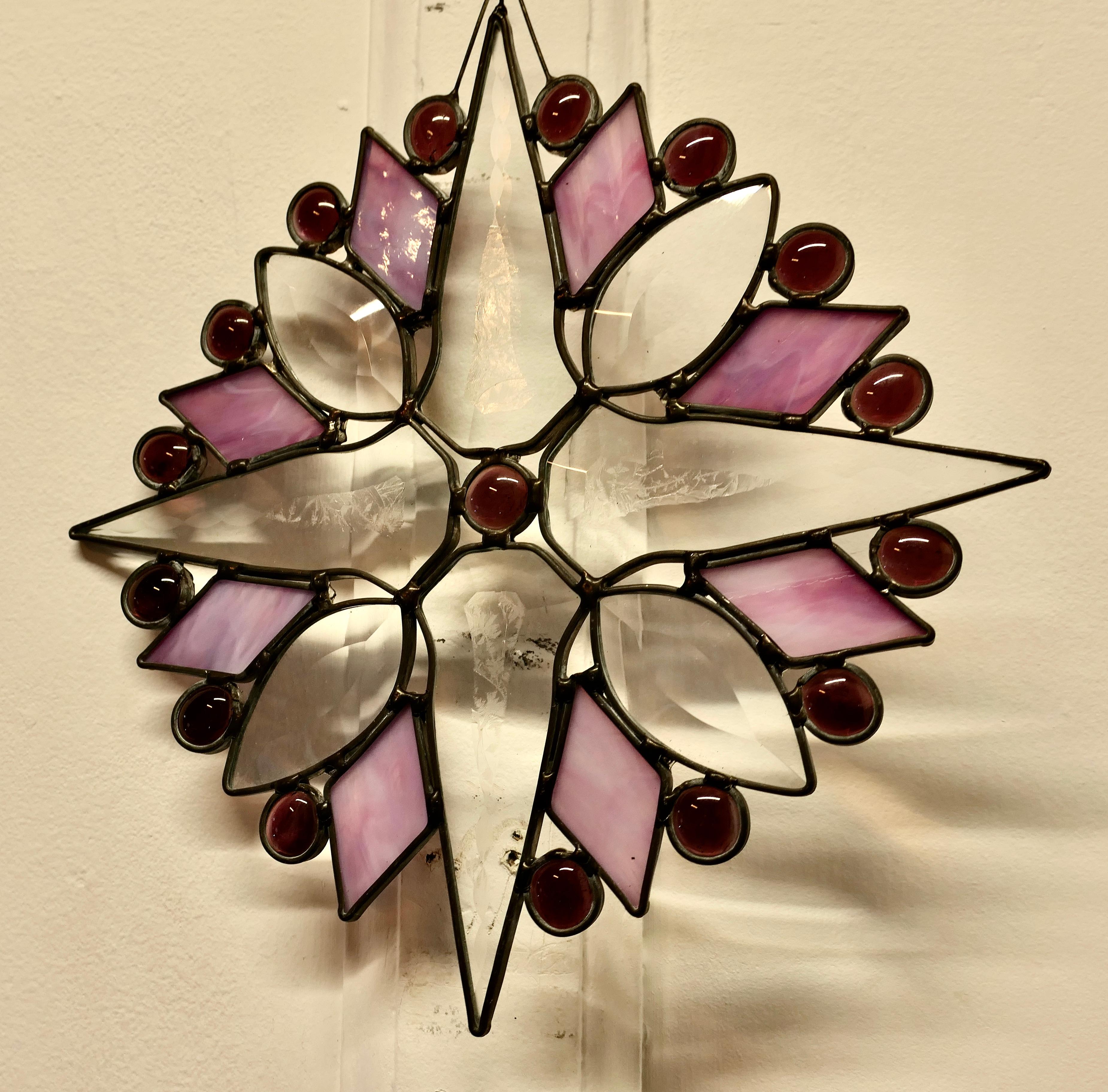 French Hand Made Antique Stained Glass Christmas Window Panel In Good Condition In Godshill, Isle of Wight