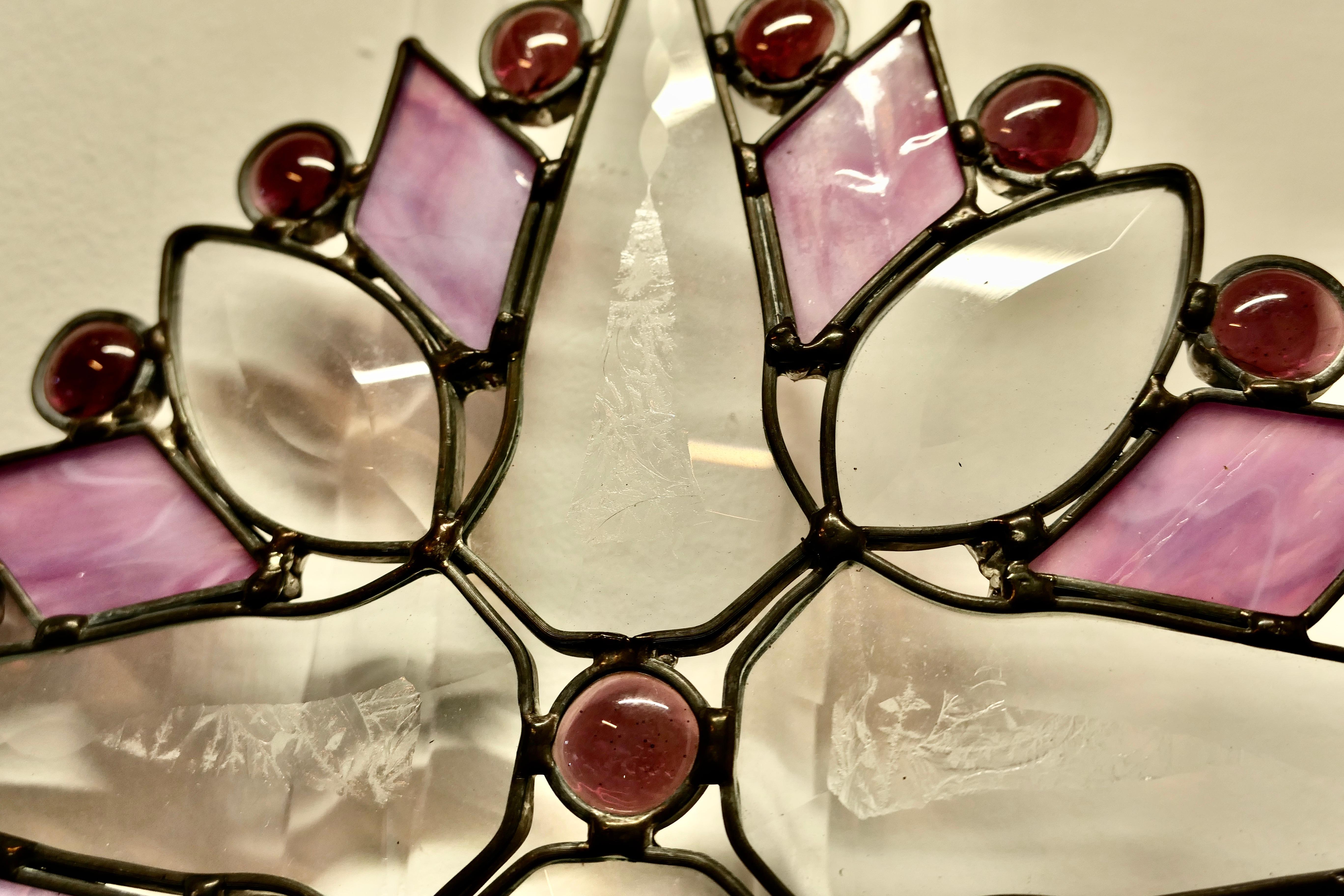 Art Glass French Hand Made Antique Stained Glass Christmas Window Panel