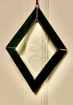 French Hand Made Antique Stained Glass Window Panel