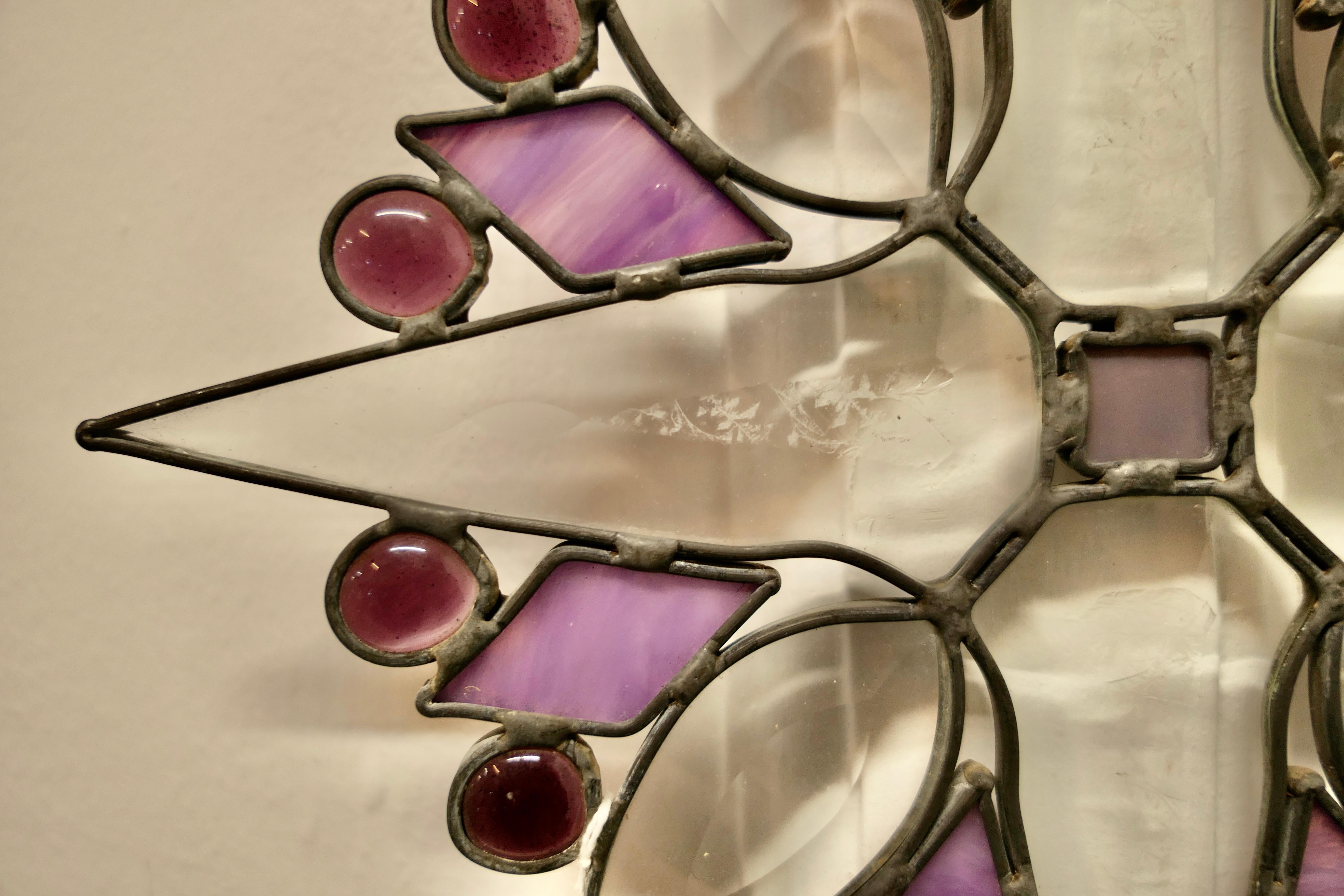 French Hand Made Antique Stained Glass Window Panel For Sale at 1stDibs