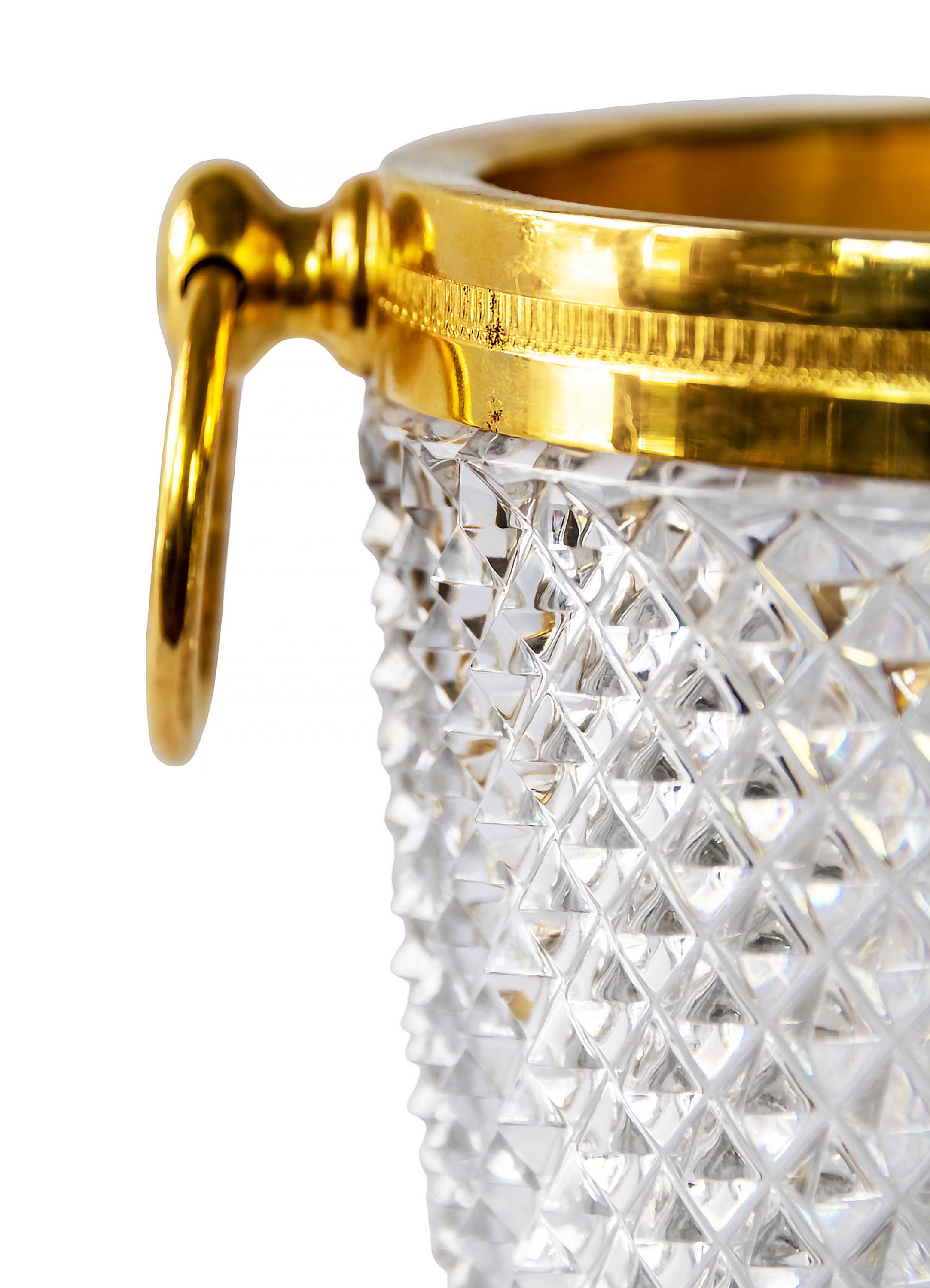 Hand-Crafted French Hand Made Cut Crystal Champagne Bucket For Sale