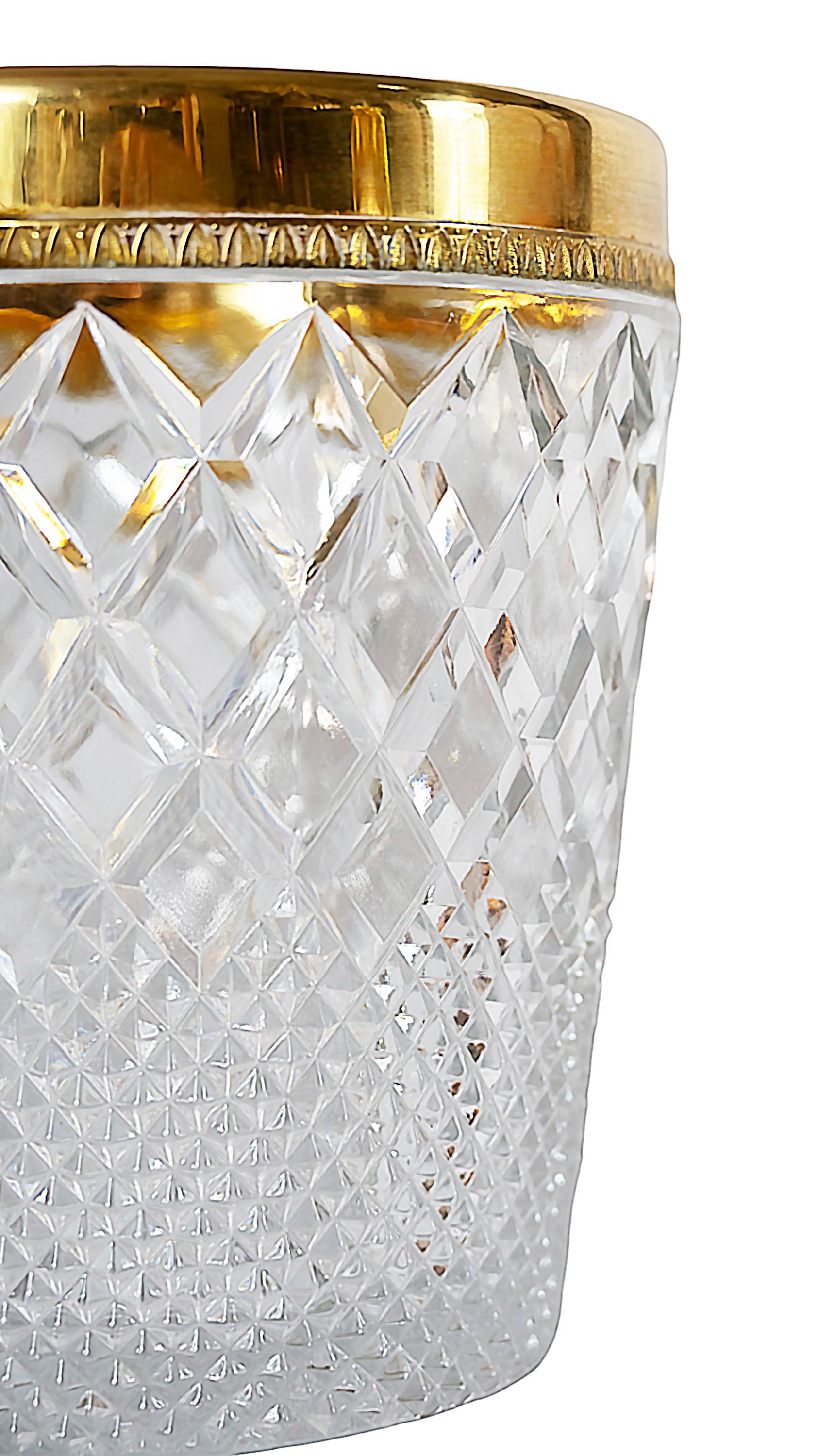 Hand-Crafted French Hand Made Cut Crystal Champagne Bucket