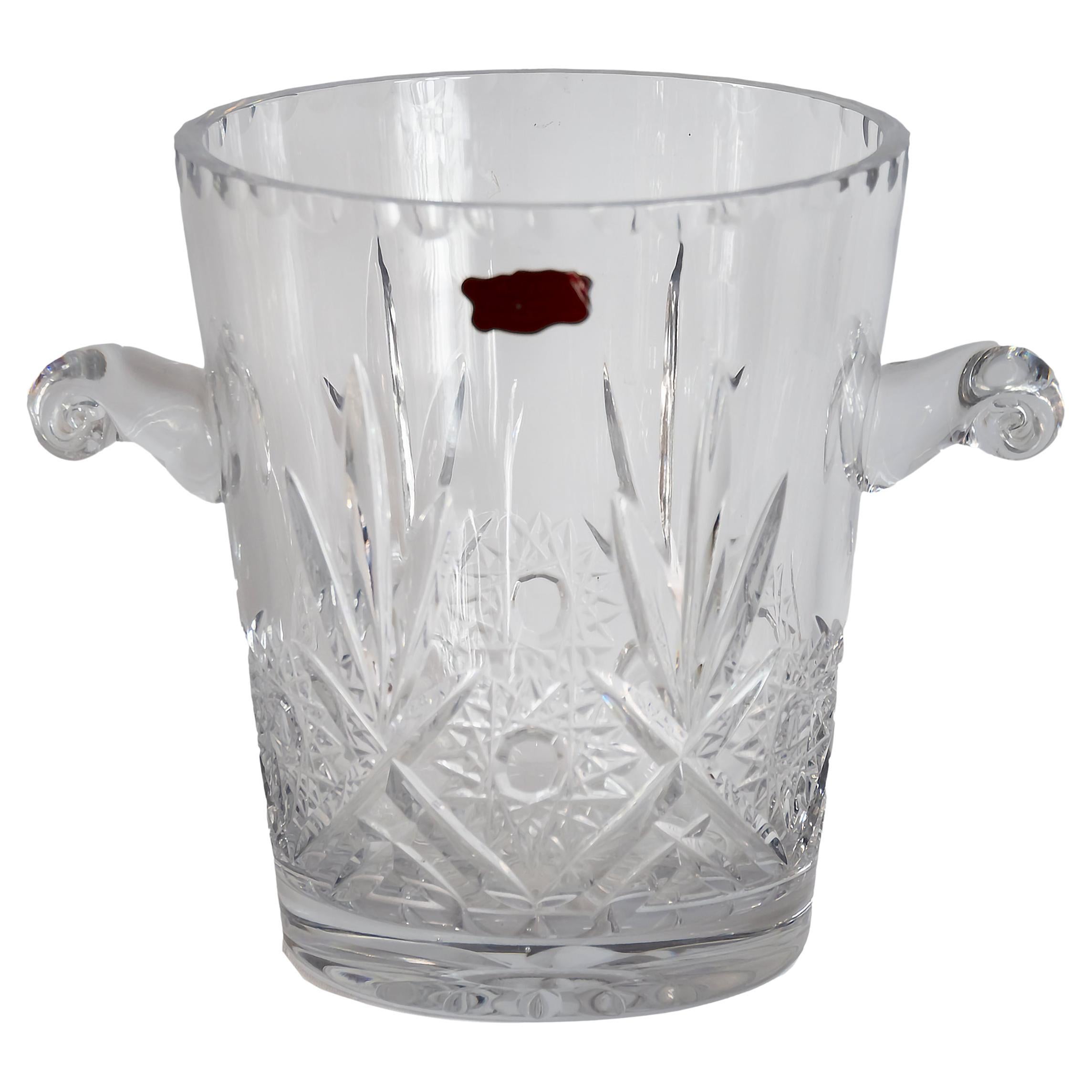 French Hand Made Cut Crystal Champagne Bucket For Sale
