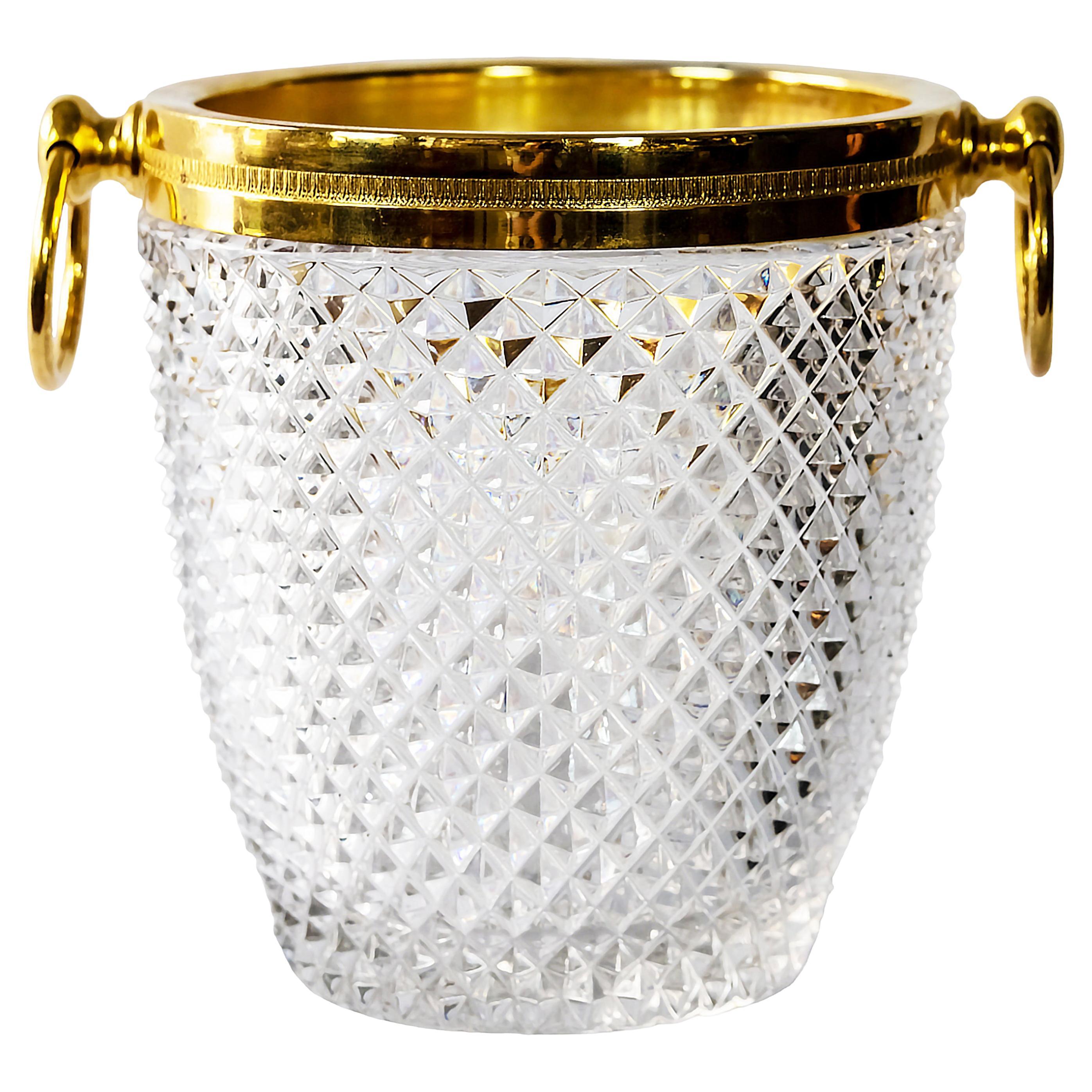 French Hand Made Cut Crystal Champagne Bucket For Sale