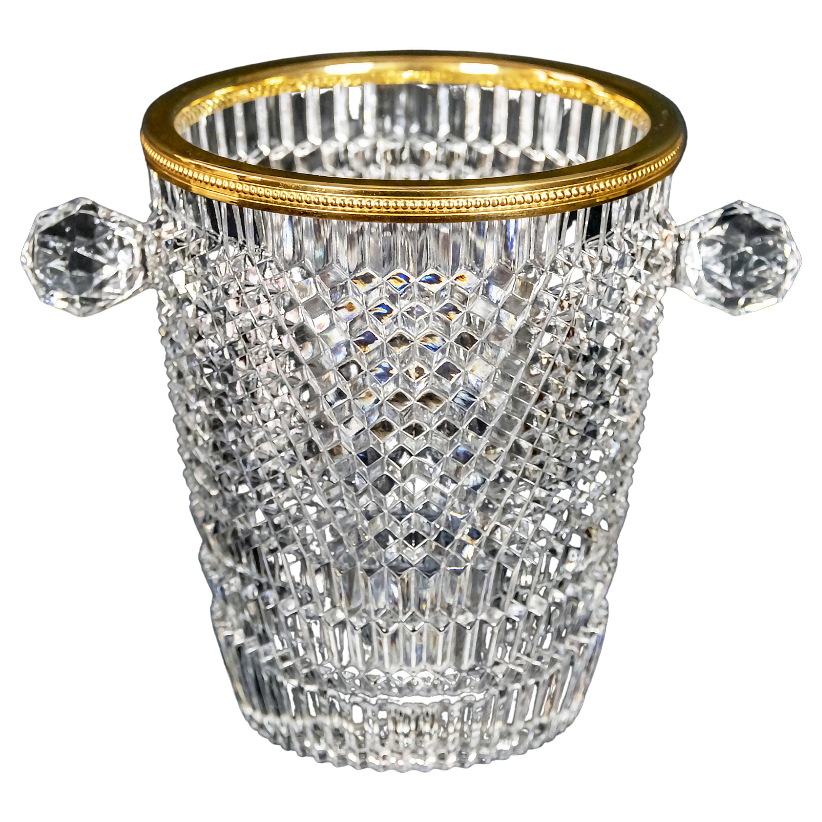 French Hand Made Cut Gilt Crystal Champagne Bucket