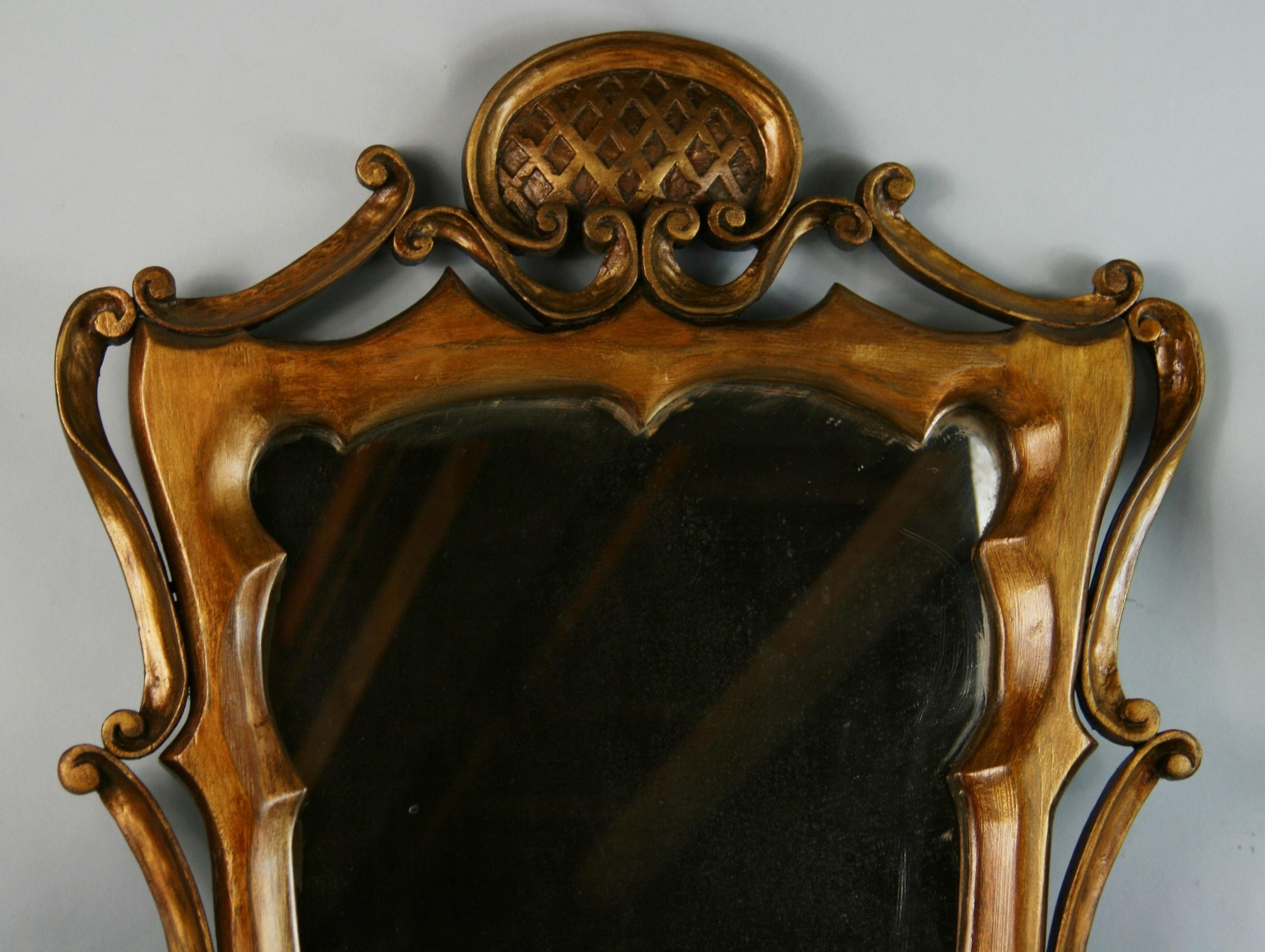 Antique French Hand Made Folk Art Gilt Mirror 1920 For Sale 2