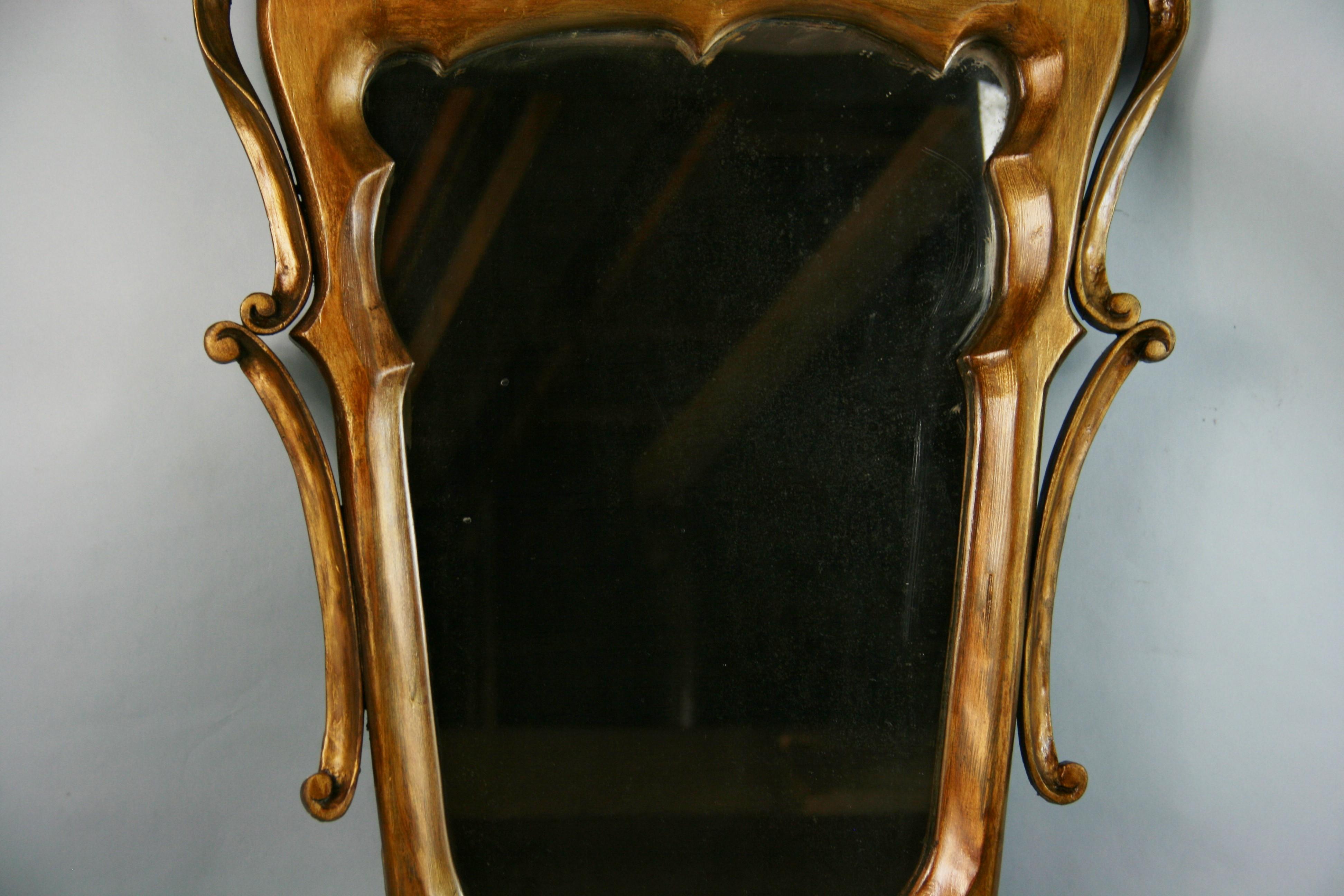 Antique French Hand Made Folk Art Gilt Mirror 1920 For Sale 3