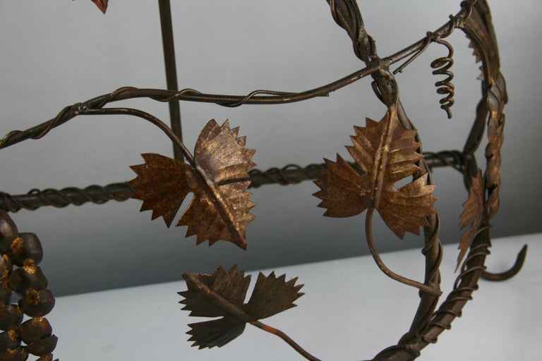 Iron French Hand Made Leaves and Grapes Five Hood Utility Rack For Sale
