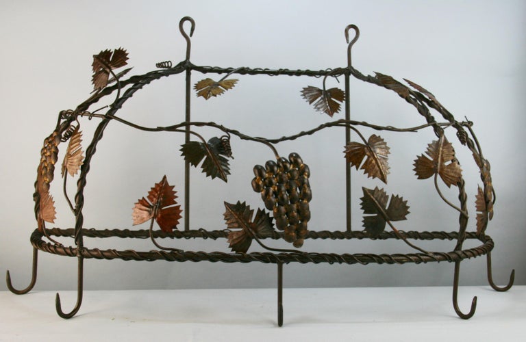 French Hand Made Leaves and Grapes Five Hood Utility Rack For Sale 4