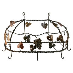 French Hand Made Leaves and Grapes Five Hood Utility Rack