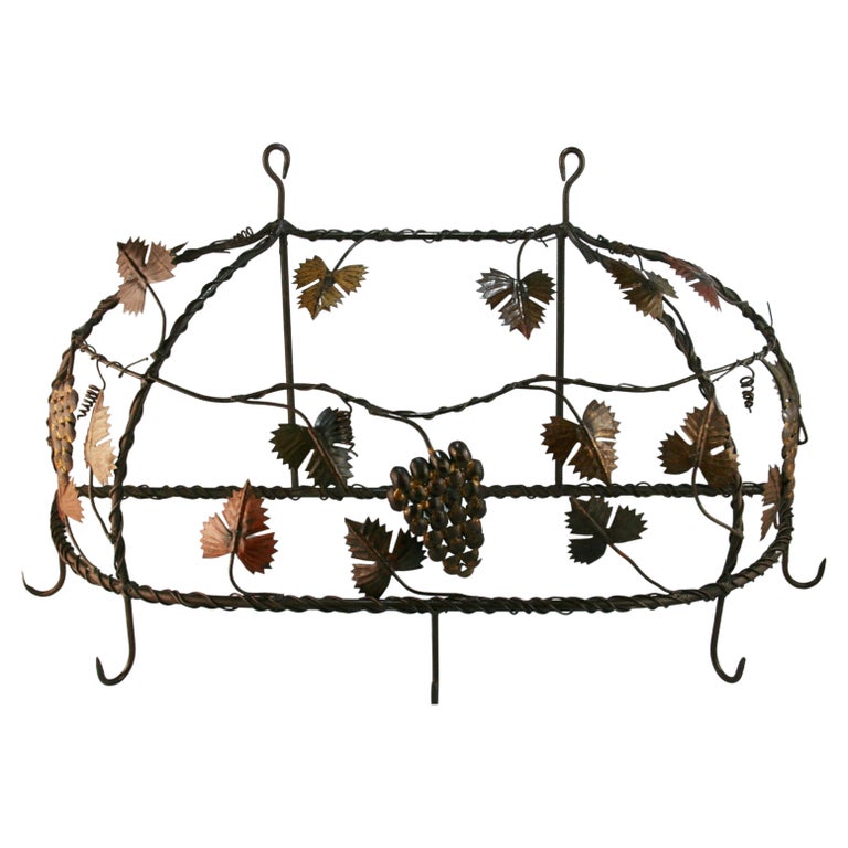 French Hand Made Leaves and Grapes Five Hood Utility Rack For Sale