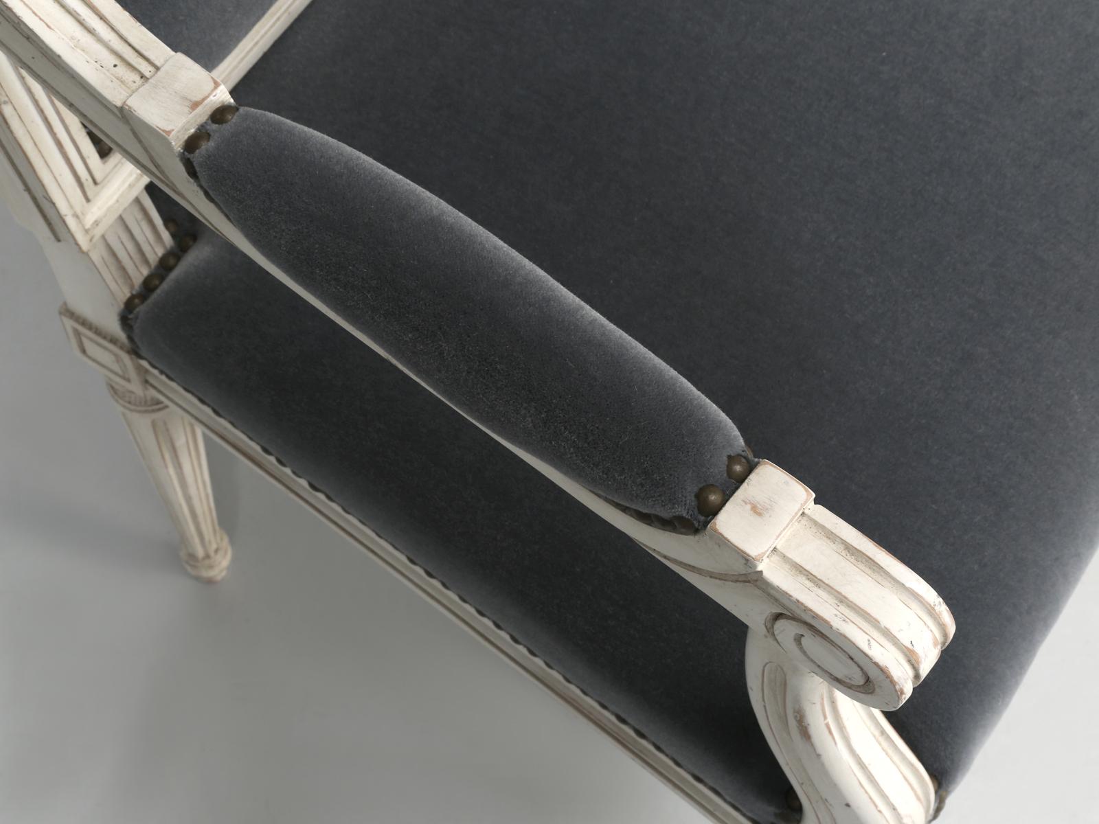 Wool French Hand-Made Louis XVI Style Armchairs Choice of Finish Side Chair Available For Sale