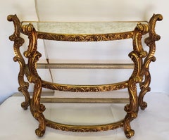 French Handmade Three-Tier Console Table with Glass