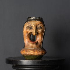 Antique French Hand Modelled Grotesque Face Jug, Martin Brothers Style
