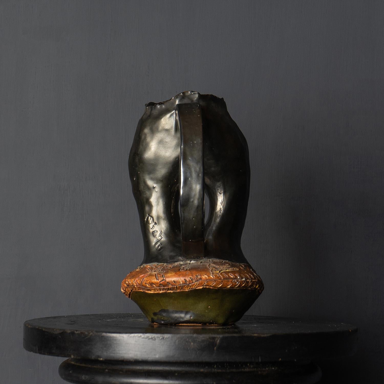 20th Century Antique French Hand Modelled Grotesque Face Jug, Martin Brothers Style