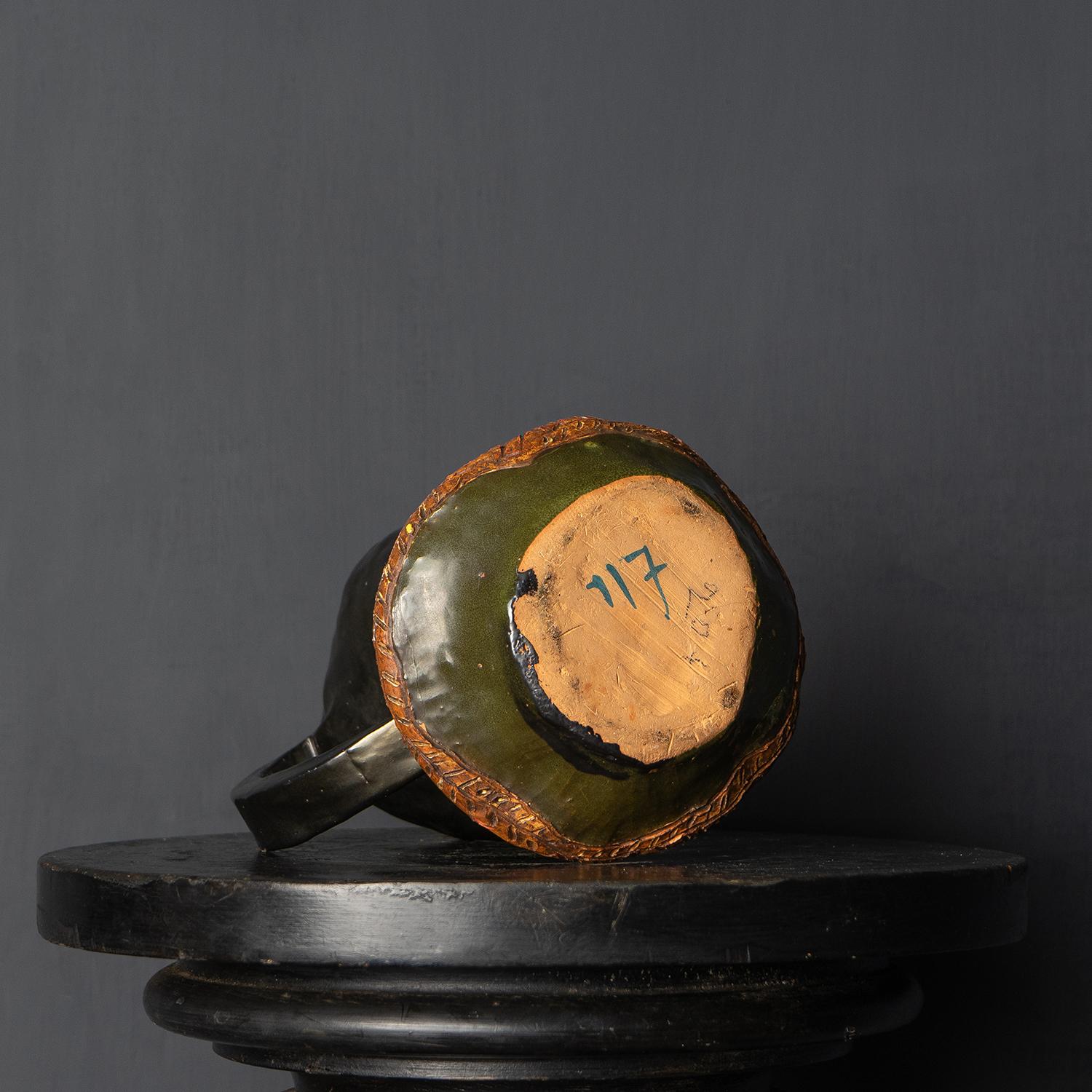 Antique French Hand Modelled Grotesque Face Jug, Martin Brothers Style 3