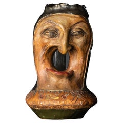 Antique French Hand Modelled Grotesque Face Jug, Martin Brothers Style