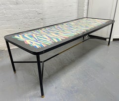 French Hand Painted and Bronze Trimmed Coffee Table