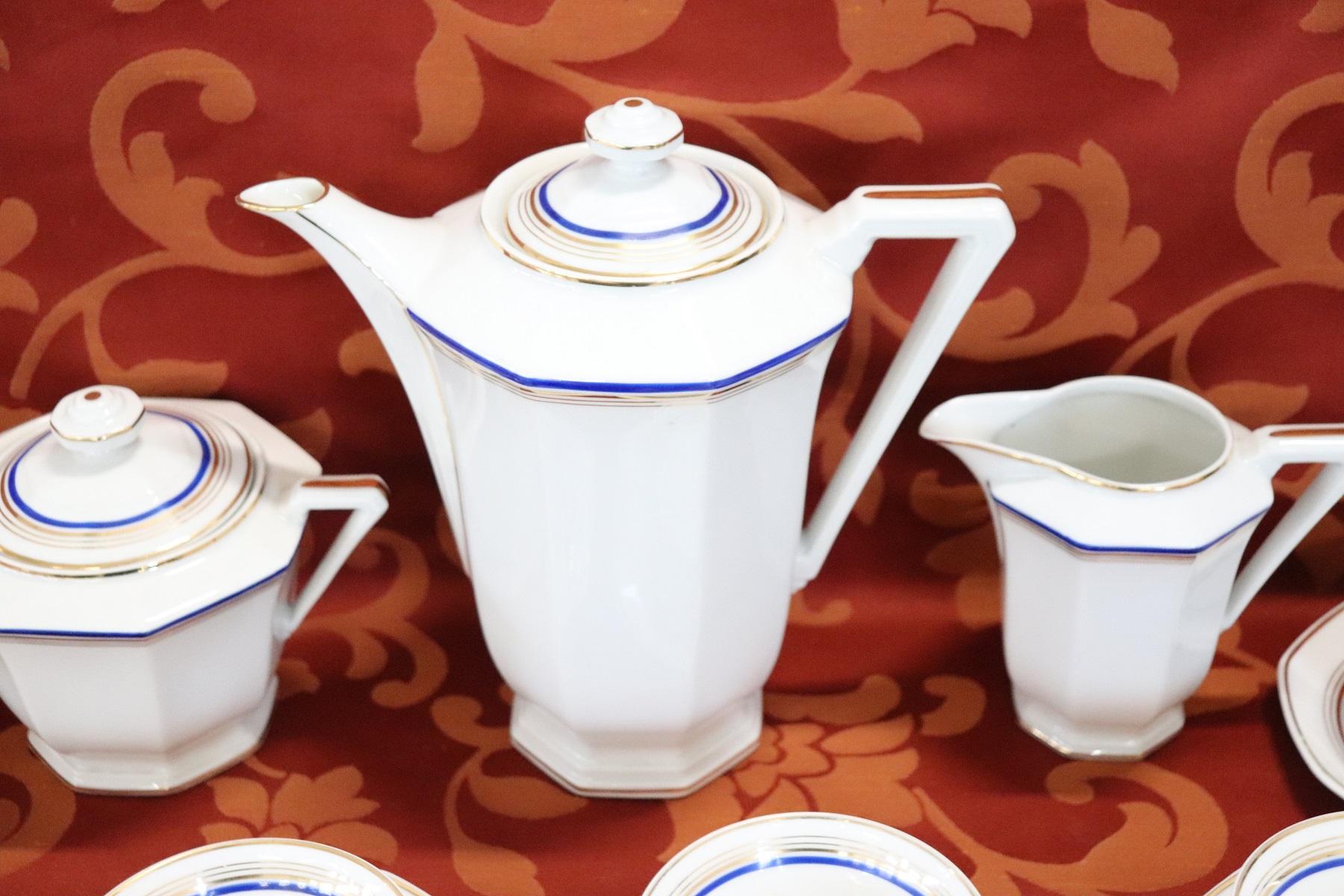Hand-Painted French Hand Painted and Gold Porcelain Tea or Coffee Set by Limoges 15 Pieces