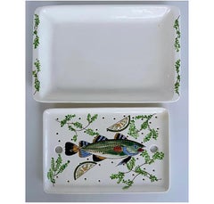 French Hand-painted Ceramic Fish Serving Platter BOTTOM TRAY ONLY