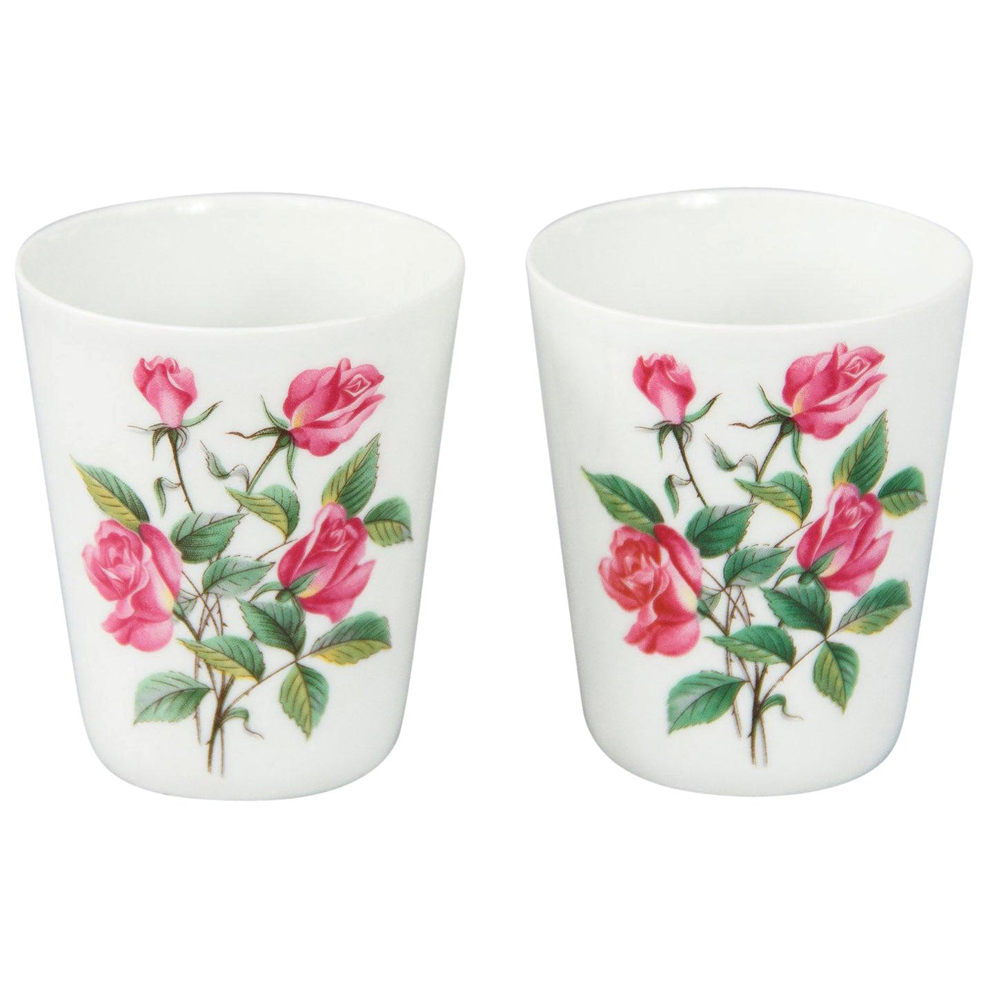 French Hand Painted Ceramic Glasses, 1950s For Sale